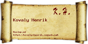 Kovaly Henrik névjegykártya